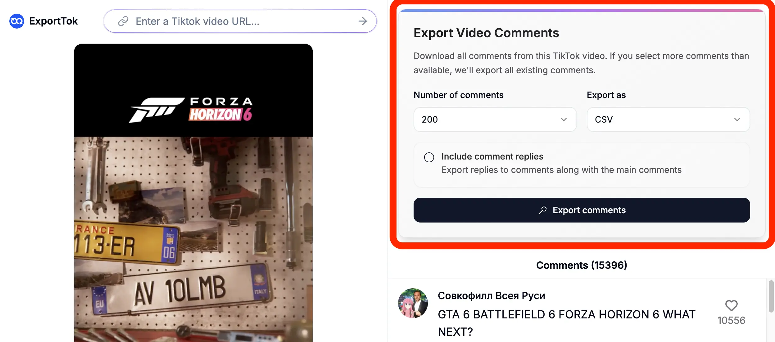 Export Comments